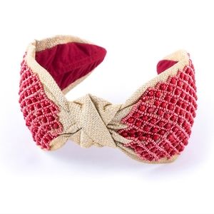 New Namjosh Artist Headband Pink Red Beaded Headband